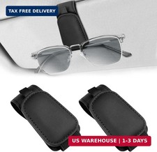 2 Pack Sunglass Holder Clip for Car Visor, Upgrade Magnetic Leather Visor Sungla