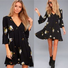 Free People Time On My Side Mini Bell Sleeve Tea Wrap Dress Size XS Boho Cottage