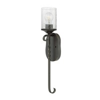 Wandlampe Schwarz Antik E27 Metall Glas H: 58,6 Cm Rustikal Wandleuchte Flur
