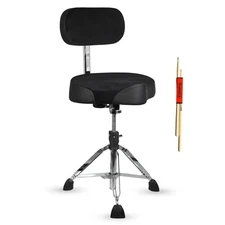 5 Core Drum Throne w Backrest 4" Padded Chair Adjustable Stool w 441Lb Capacity