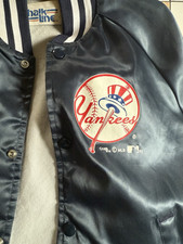 Vintage 80s Chalk Line New York Yankees MLB Satin Snap Jacket, Size 18/20