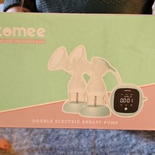 Zomee Double Electric Breast Pump Digital Timer Adjustable Settings White Kit