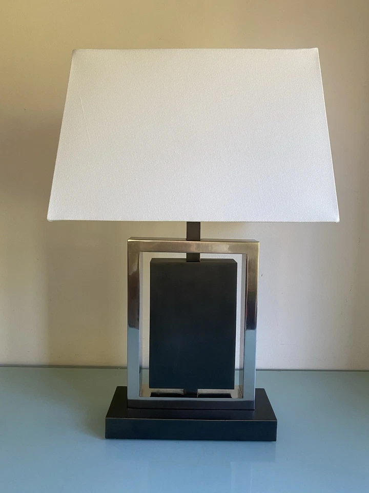 Robert Abbey Brushed Steel Rectangle Table Lamp - Image 2 of 4