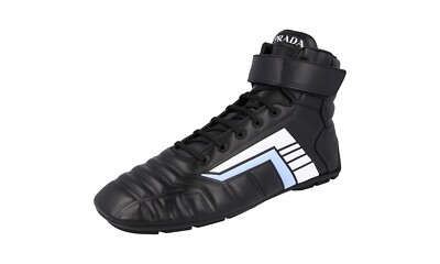 PRADA Leder Rev Car Racing High-Top Sneaker - 2TG172 - Schwarz NEU -  9,5 43,5