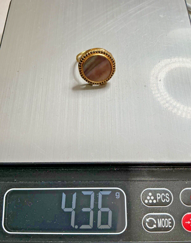 MB61. Louise Hendricks Gold Plated Grey M/Pearl & Black CZ Mademoiselle Ring 7 - Picture 10 of 10