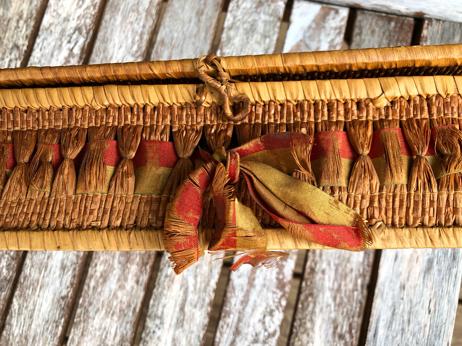 Beautiful antique Shaker sewing basket with ribbon eBay