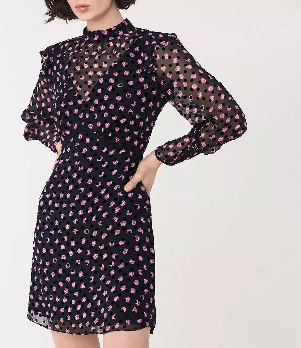 NWT Diane von Furstenberg DVF Elinor Dot Rose Silk Dress size 8 MSRP 428