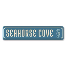 Seahorse Cove, Marine Life Beach House Decor, Beach Bum Aluminum Sign