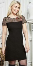 AVON LITTLE BLACK DRESS ELETHIA COVETED FLORAL EMBROIDERED LACE DRESS UK 6-8 New