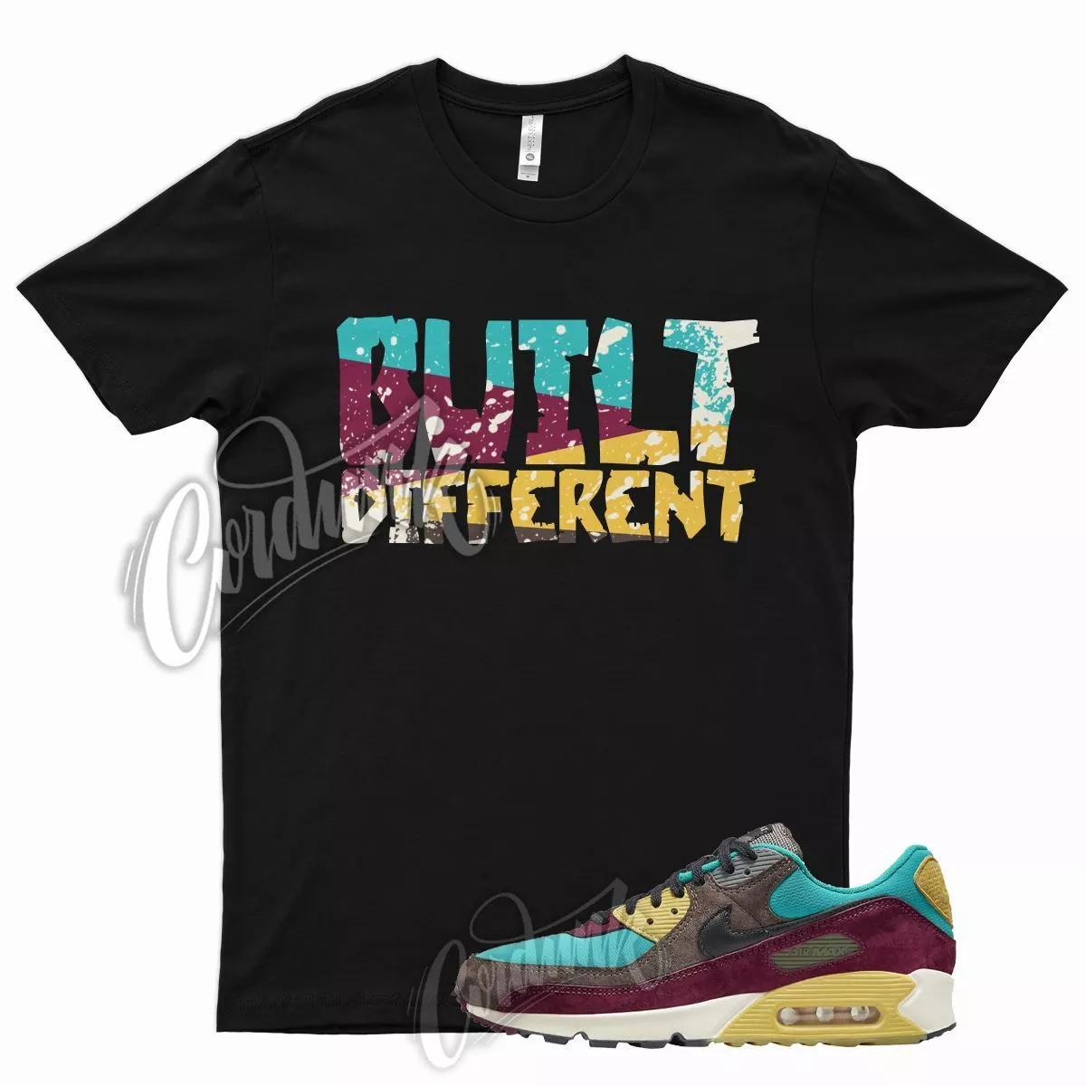 Black BUILT T Shirt for J1 Air Max 90 NRG Ridgerock Turbo Green