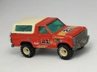 Vintage 1982 Hot Wheels Real Riders Red Ford Bronco Truck White Hubs Motorcycle