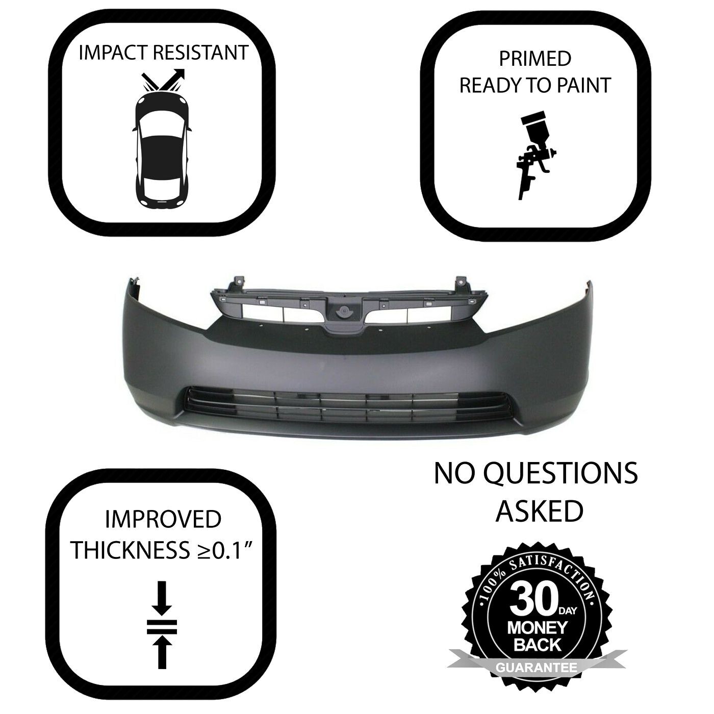 Front Bumper Cover For 20072008 Honda Civic Si Sedan 04711SNXA90ZZ