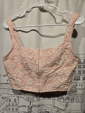 NWOT Women's Wild Fable Pink Floral Ruched Corset Style Crop Top Size Small