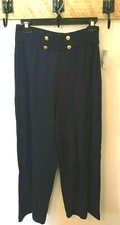 Vtg 1990s Womens Pants Susan Bristol Newport Navy Blue Size M Nautical NEW w/tag