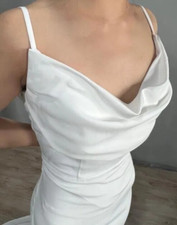 Elegant Crepe Cowl Neck Mermaid Wedding Gown For Bride,Open back wedding dress