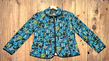 Women's R.Q.T Flowered Blazer Jacket Quilted Black, Blue, Green Full Zip Size M