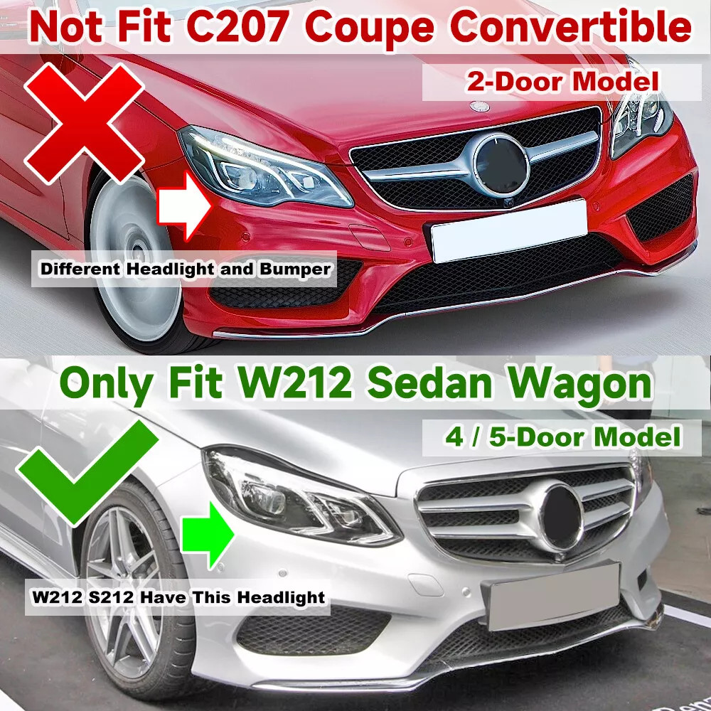 For Mercedes Benz E Class W212 Sedan 2013-2015 Glossy Black Front Bumper Lip Kit