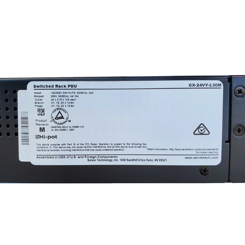 Server Technology CW/CX-24VY-L30M Switched PDUs 208V 3-Phase 50-Outlets L21-30P - Image 3 of 4