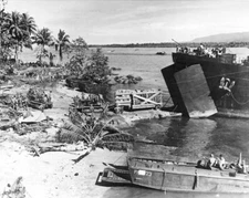 Marines and LST Landing Supplies on Beach 1944 WW2 WWII 8x10 Photo 61c