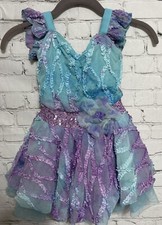 Girl  s Weissman Dance Costume Dress Size 1C Blue Purple Sequins Tutu