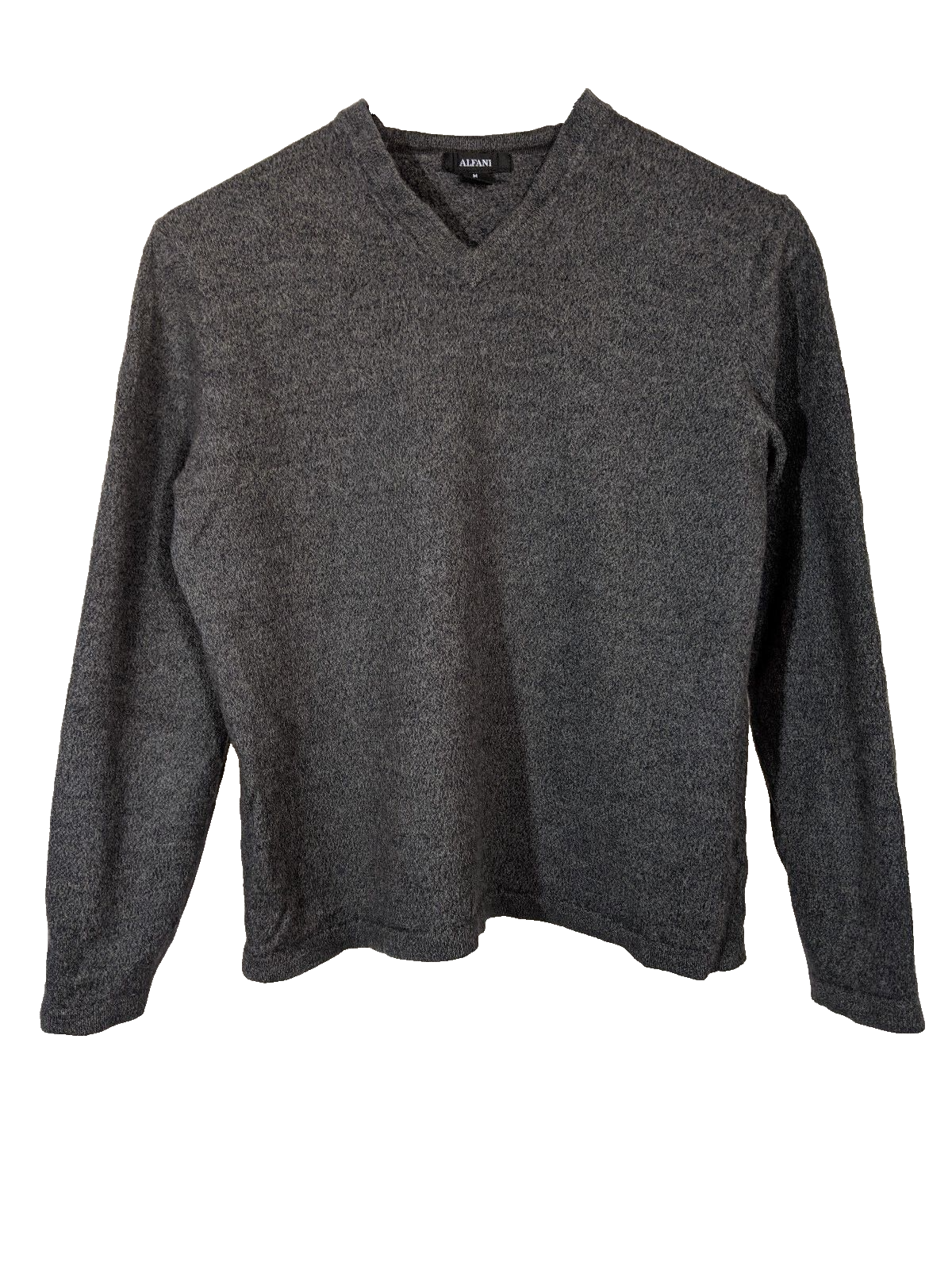 Merino Wool V-Neck Sweater for Women in Grey - Warm Winter Knit Long Sleeve Size M  -image