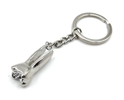 H-CUSTOMS Zahnwurzel Wurzel Zahn silber Schlüsselanhänger Anhänger