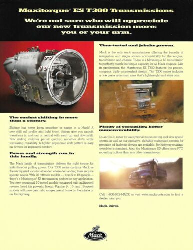 Truck Transmission Data Sheet Ad - Mack - ES T300 series - 2001 Brochure (T3437) - Picture 1 of 1