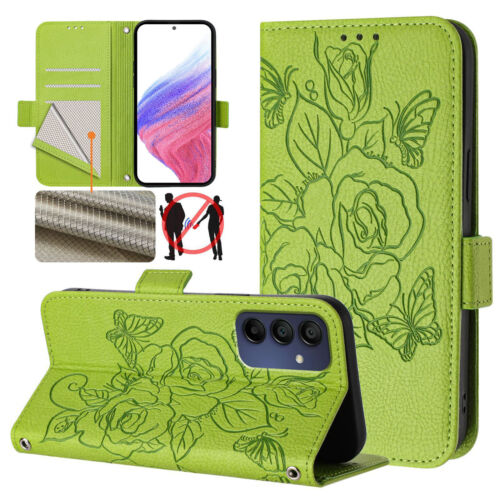 Leather Rose Card Wallet Stand Phone Case Cover For Xiaomi OPPO VIVO Sony Nokia - Picture 3 of 25