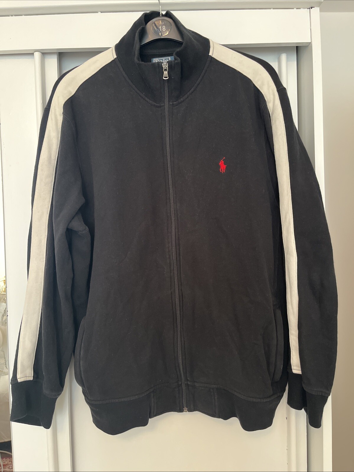 Felpa Ralph Lauren blu navy ricamata pony full zip adulto taglia XL