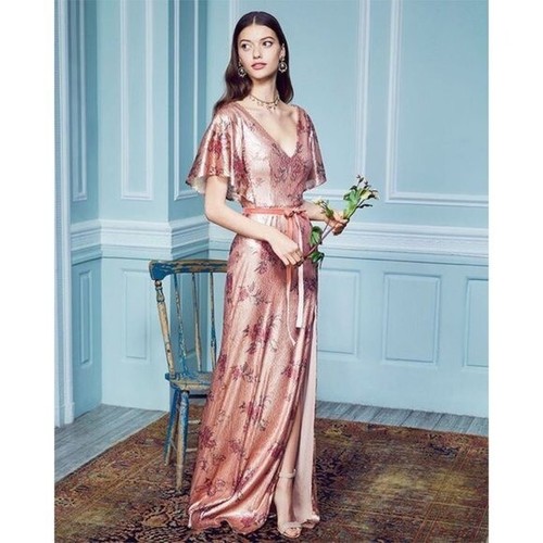 Sequin Maxi Gown Dress Blush Pink 