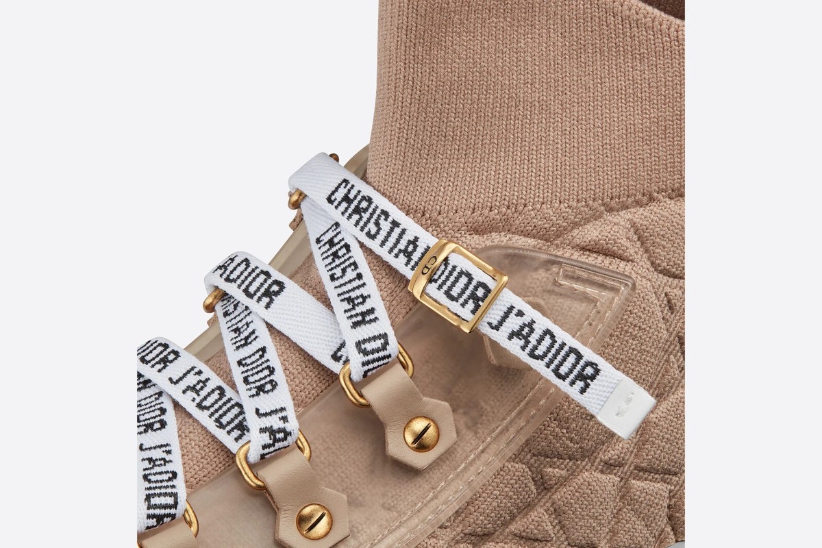 Walk'N'Dior Sneaker in Beige Dior Knit & Leather High Top Shoes