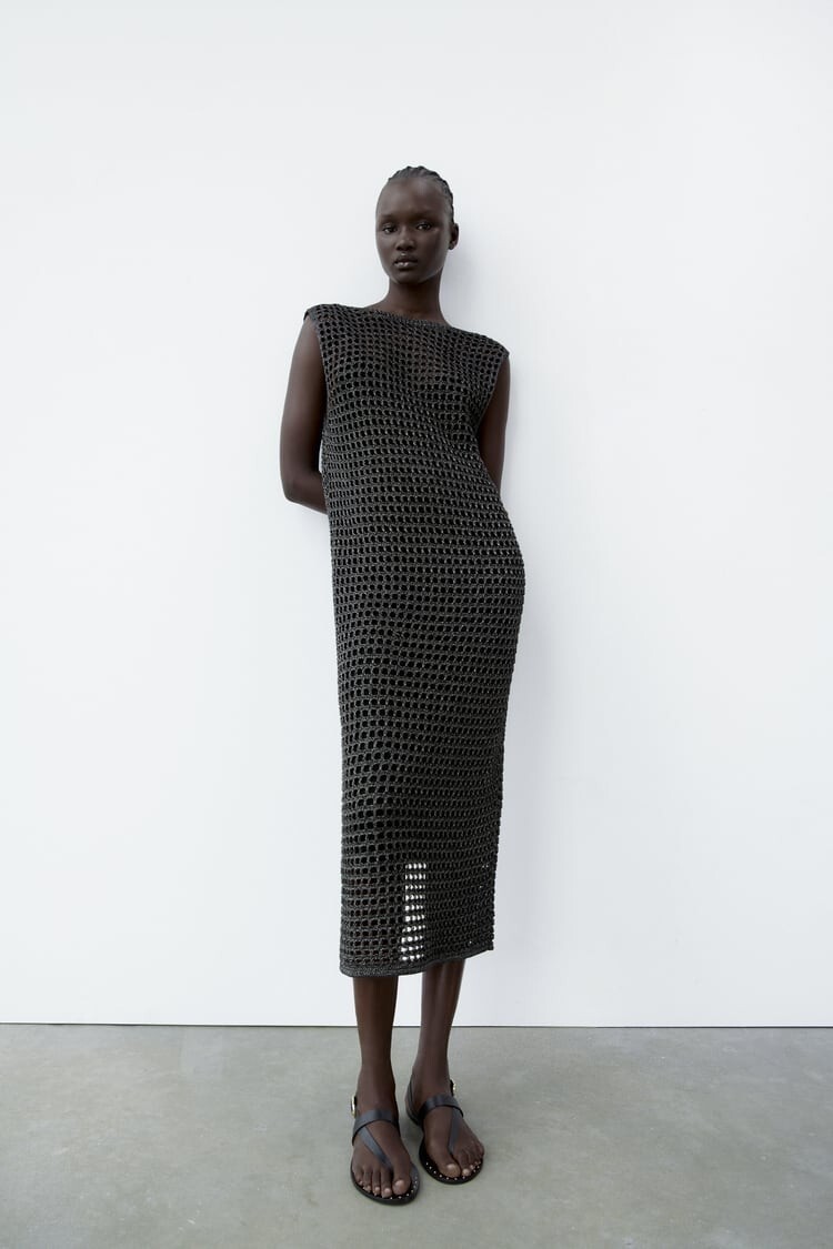 zara silver knit dress NWT WITH METALLIC THREAD - REF. 4331/051 M 4000 Reviews
