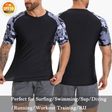 Mens UPF 50+ Sun UV Protection Rash Guard Shirt Workout Compression Swim Shirts