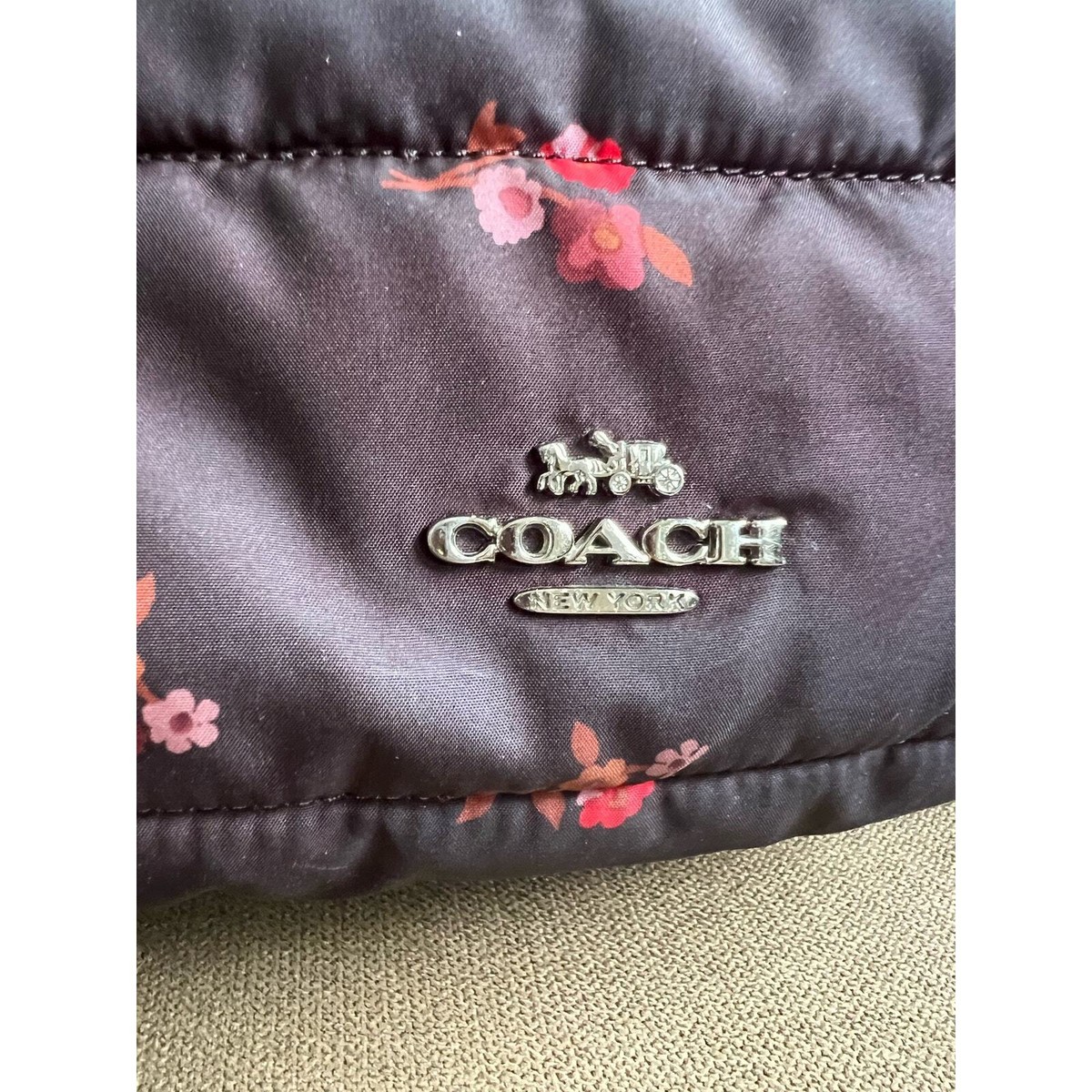 coach quilted floral charlie puffer backpack in baby bouquet  display picture 3