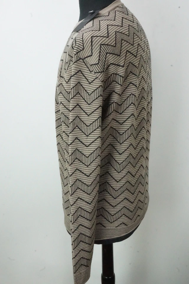 Suéter Tejido Giorgio Armani Etiqueta Negra Marrón Negro Mezcla Seda Talla 48 NUEVO Foto 2 de 4