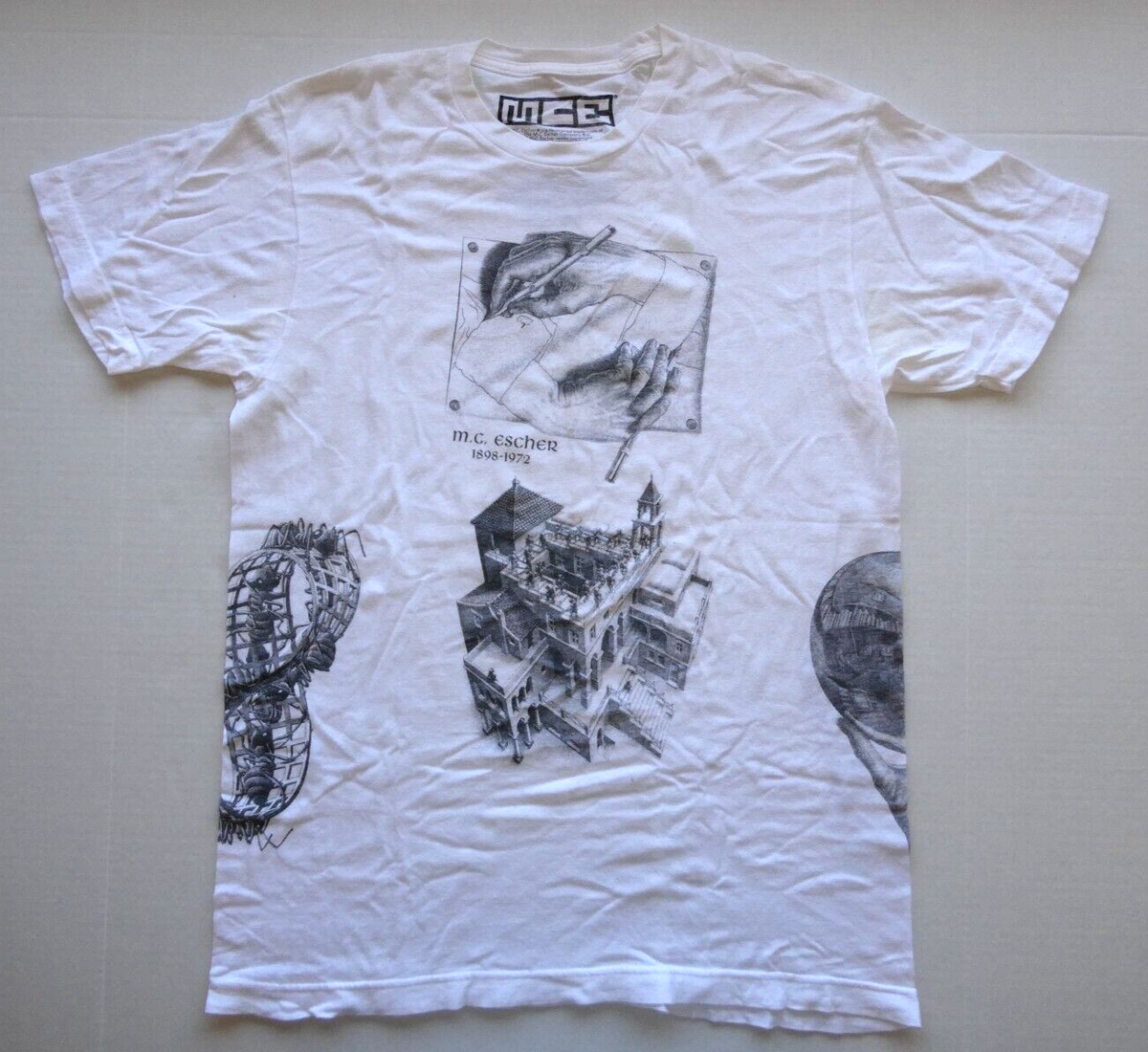 M.C. Escher T Shirt All Over Print, Size Medium (M), Art/Design 