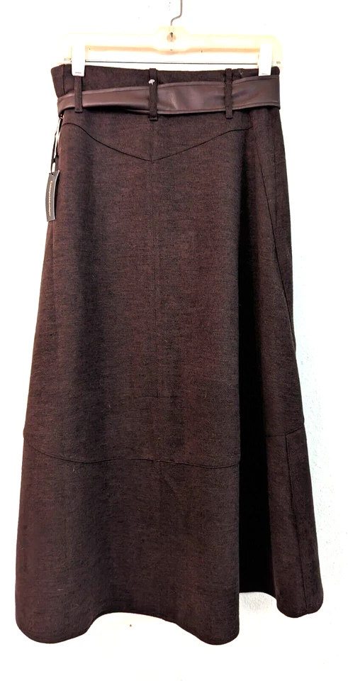 Nuevo Catherine Malandrino Talla XS Falda Alta Baja Marrón Imitación Cuero Cinturón 4325 Foto 2 de 3