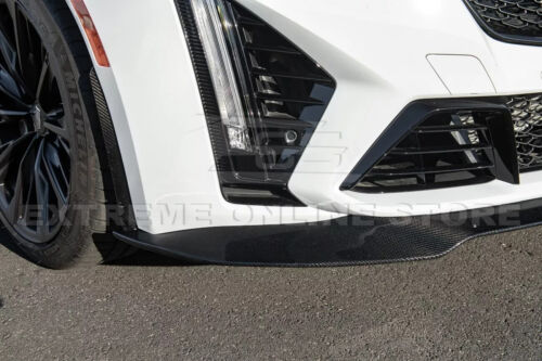 Front Lip For 20-Up Cadillac CT5-V Blackwing Real CARBON FIBER Extended Splitter - Picture 9 of 23