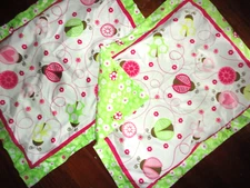 CIRCO LADYBUG PINK GREEN BROWN FLOWERS  (PAIR) STANDARD PILLOW SHAMS GIRLS 19X25