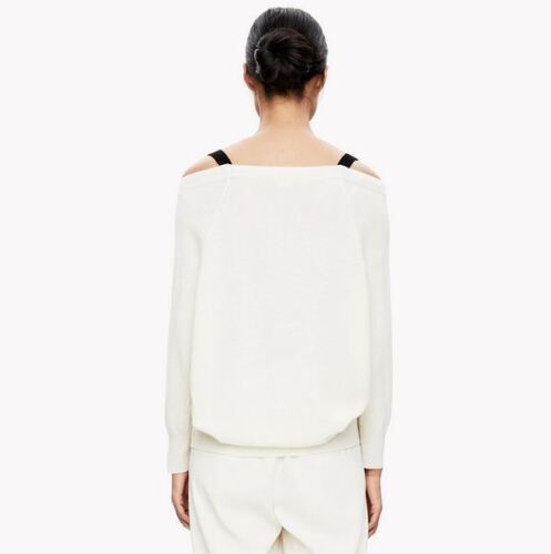 $ 395 Neu mit Etikett Theory Saline Kaschmir Cardigan schulterfrei elfenbeinfarben Pullover Gr. S; M - Bild 5 von 14