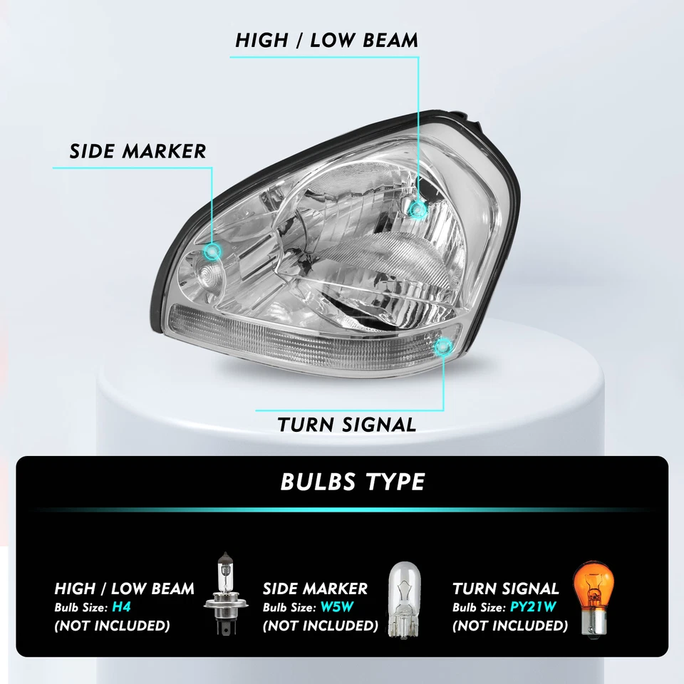 Compatível com faróis de halogênio Hyundai Tucson 2005-2009 esquerda e direita transparente - Imagem 2 de 4