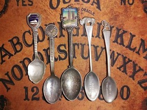 Vintage Mid Century Travel Souvenir Spoons Peoria Illinois lot of 5