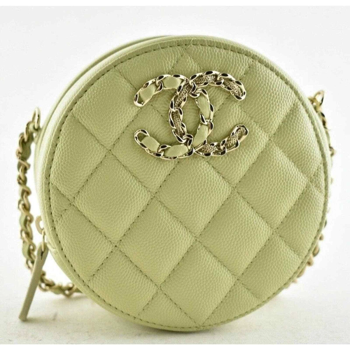 Chanel 20K Round Circle Clutch On Chain Green Caviar CC Shoulder Crossbody  Bag