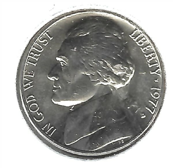1977-D Denver Uncirculated Jefferson Nickel Five Cent Coin