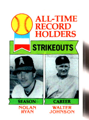1979 Topps #417 Nolan Ryan/Walter Johnson NM-MT ATL ID:41087