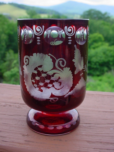 Antique Egermann Ruby Cut to Clear Toothpick Holder - Picture 3 of 8