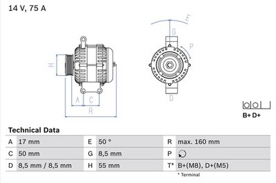 Bosch 0 986 049 081 Alternator for Fiat