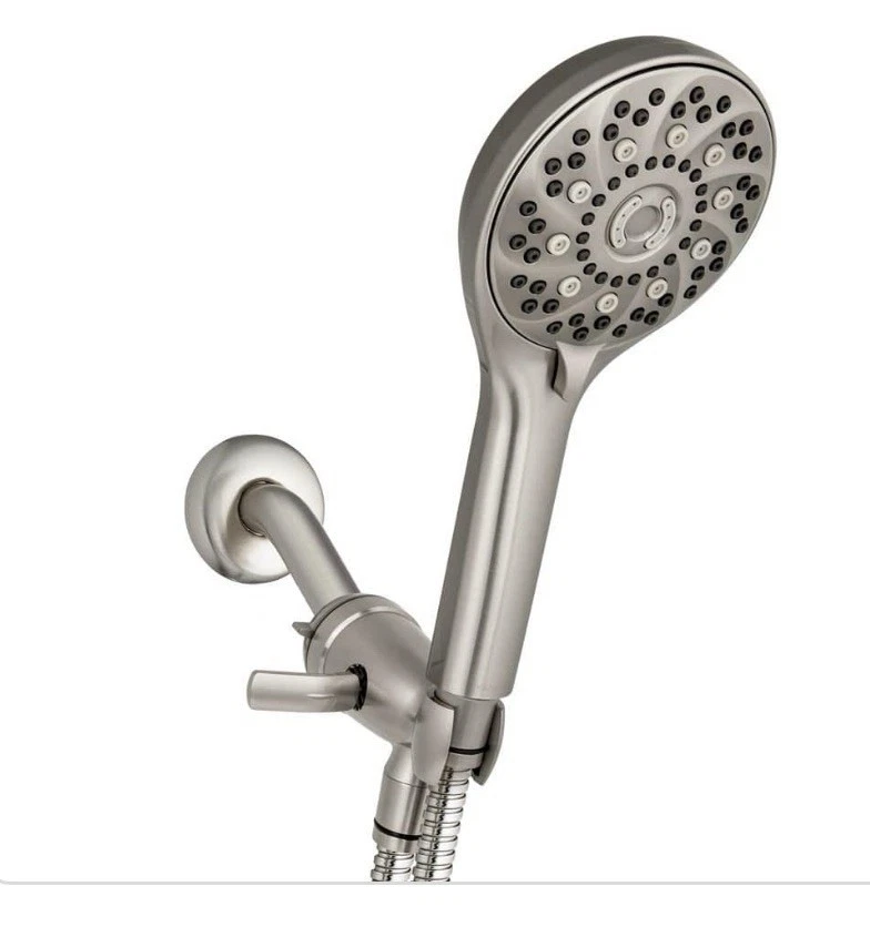 8-Spray Patterns 4.3 In. Wall Mount Handheld Shower Head 1.8 GPM in Brushed Nick