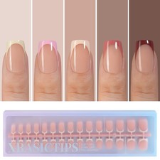 Misssix French Tip Press On Nails, 150Pcs Gel Nail Tips Short Square, Soft Gel