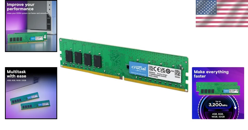 Crucial 16GB Desktop RAM - Compatible Intel AMD - Image 2 of 4